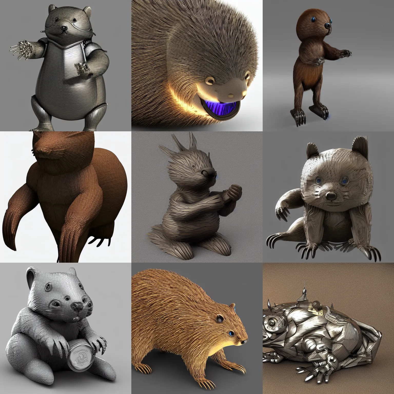 Prompt: cybernetic beaver, high quality, 3D render, extremely detailed, digital art, award-winning,