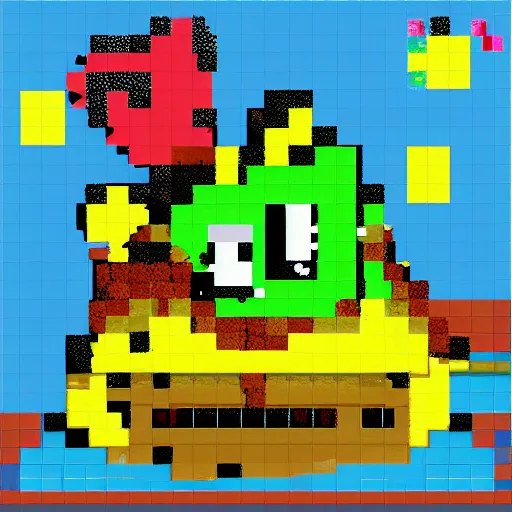 Prompt: pixel art run n gun game with spongebob squarepants