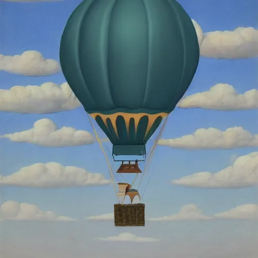 Image similar to an outdoor hot-air-balloon-museum-exhibit by Raphael, Hopper, and Rene Magritte. detailed, romantic, enchanting, trending on artstation.