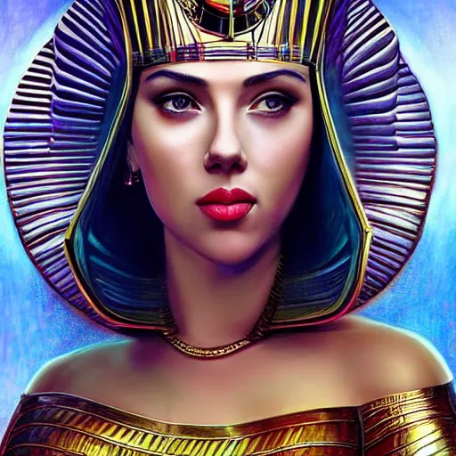 Prompt: Scarlett Johansson as Egyptian goddess art drawn in art style of WLOP full HD 4K highest quality realistic beautiful gorgeous natural WLOP artist painting