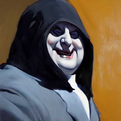 Image similar to greg manchess portrait painting of uncle fester from addams family as overwatch character, medium shot, asymmetrical, profile picture, organic painting, sunny day, matte painting, bold shapes, hard edges, street art, trending on artstation, by huang guangjian and gil elvgren and brom