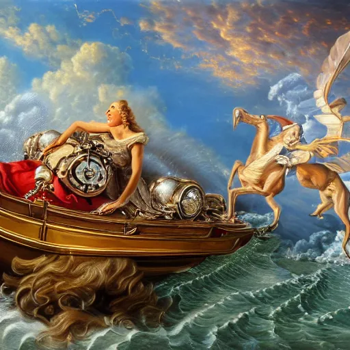 Image similar to Bolting, Realistic, Regal, Refined, Detailed Digital Art, Michael Cheval, Walt Disney (1937), François Boucher, Oil Painting, Steampunk, Highly Detailed, Cinematic Lighting, Unreal Engine, 8k