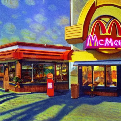 Image similar to aesthetic McDonald’s restaurant, Monet