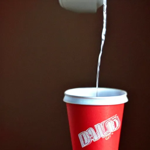 Prompt: a red solo cup dripping condensation