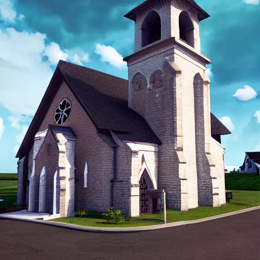 Image similar to a church in all, clash royal style characters, unreal engine 5, octane render, detailed, cinematografic, cinema 4 d