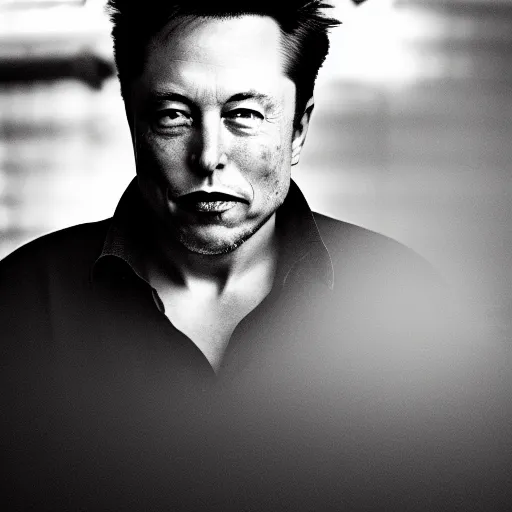 Prompt: photographic portrait by Annie Leibovitz of elon musk in a hot tub, closeup, foggy, sepia, moody, dream-like, sigma 85mm f/1.4, 15mm, 35mm, 4k, high resolution, 4k, 8k, hd, full color