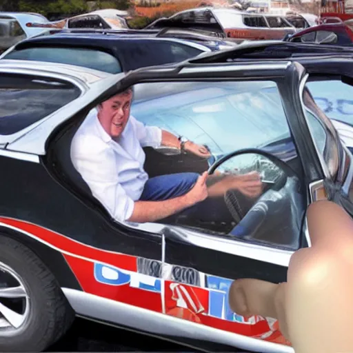 Prompt: jeremy clarkson buying his dream car, photorealistic