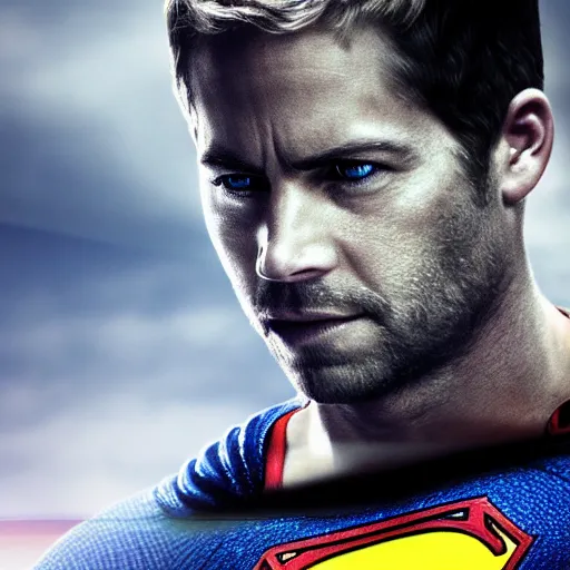 Image similar to if Paul Walker was Superman epic, cool, photo realistic, 4k, high detail