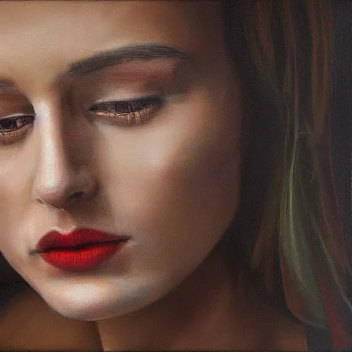 Prompt: Silence. silence is a portrait of a woman painted by Zdzislaw Beskinski, 8k, photorealistic resolution