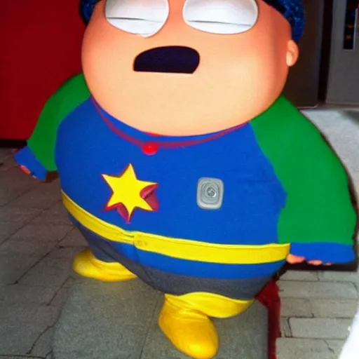 Prompt: cartman from south park as a real human being
