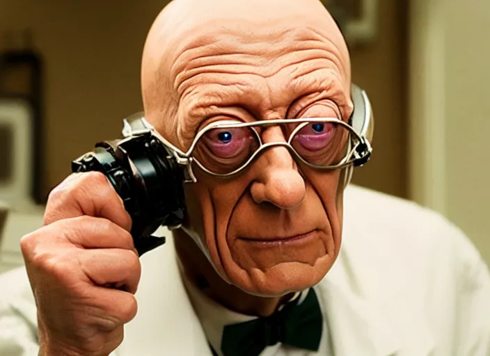 Image similar to film still of real life professor farnsworth in the scifi movie, 4 k