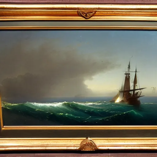 Image similar to uss submarine hmcs thresher painting by hubert robert aivazovsky detailed