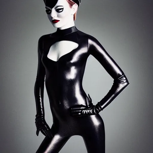Prompt: Full-body portrait of Emma Stone as catwoman, trending on VSCO, by Nick Knight, by Bella Kotak
