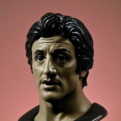 Image similar to porcelain bust of sylvester stallone, photo from the 70s