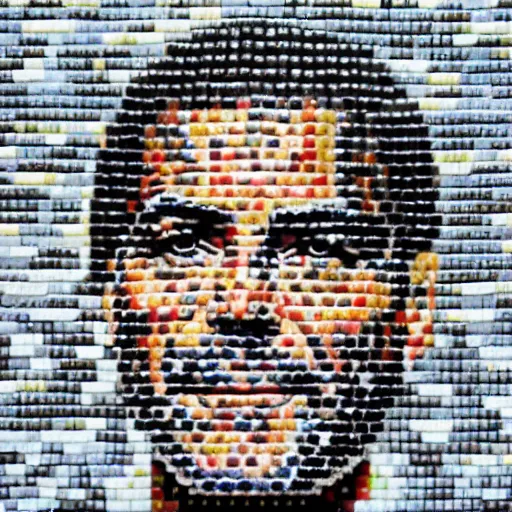 Prompt: a portrait of george clooney, made of a lot of nespresso capsules, mosaic