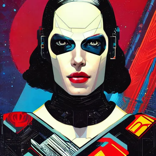 Image similar to portrait of a female android, by DC comics and Sandra Chevrier