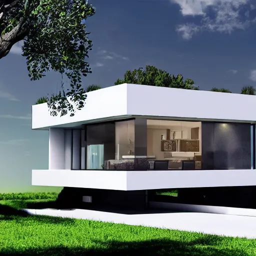 Image similar to a modern mini house in a crystal ball octane render hyperdetailed, house and home, home and garden,