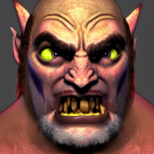 Prompt: warcraft 3 orc peon, kubrick stare, unsettling, photorealistic