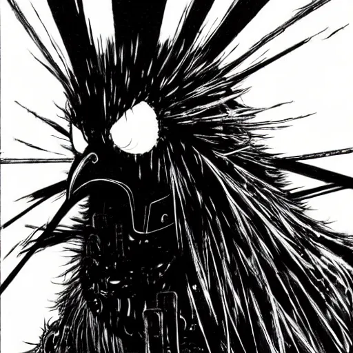 Image similar to Big Bird looking sinister, by Tsutomu Nihei, highly detailed