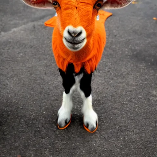 Image similar to cute goat wearing orange inmate clothes