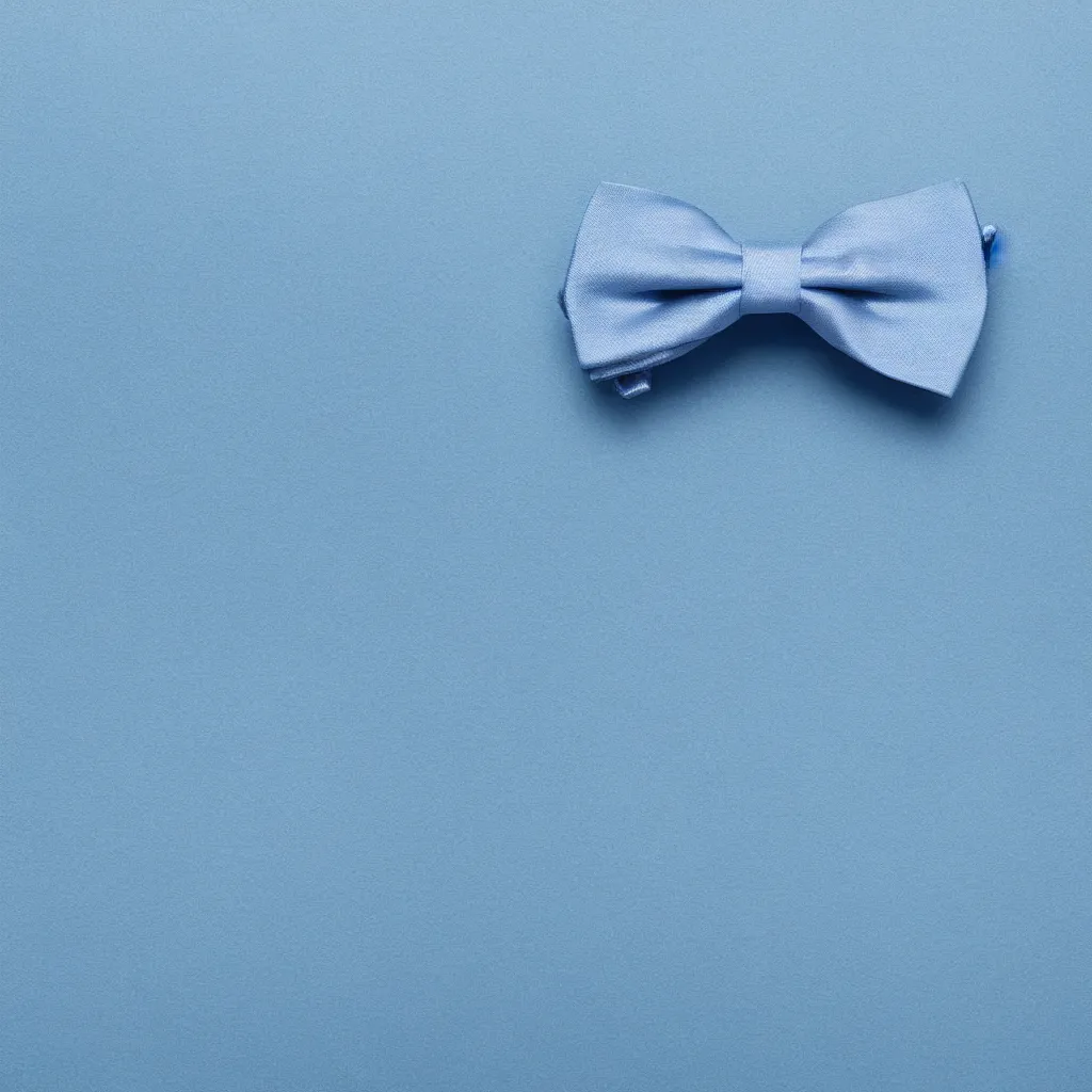 Prompt: close - up view of a bowtie on light blue background, 8 k, high detail, photorealistic, proper shading