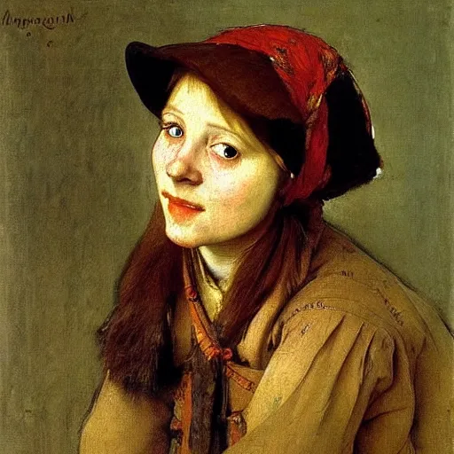 Image similar to study portrait of a peasant girl by anders zorn, hans holbein the younger, jan van eyck
