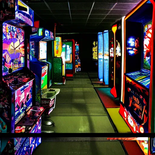 Image similar to liminal space, japanese arcade, eerie vibes, SCP