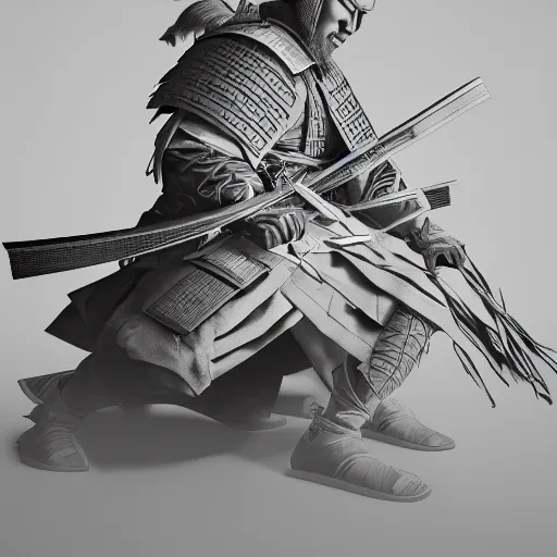 Image similar to 'a sketch to a samurai in ink manga panel ,octane render, artstation , highly detailded'