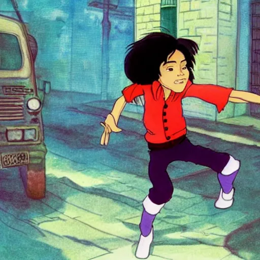 Prompt: Michael Jackson dancing by Studio Ghibli