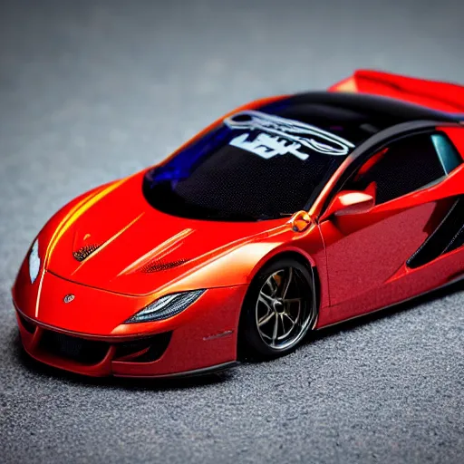 Image similar to a close up of a hotwheel supercar, photoreal, car photography, hotwheels, award winning, supercar