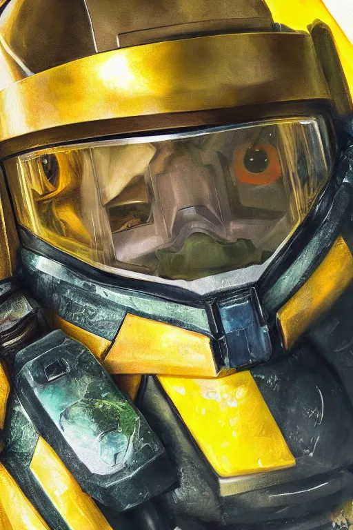 Image similar to pikachu as master chief, oil on canvas, intricate, portrait, 8 k highly professionally detailed, hdr, cgsociety