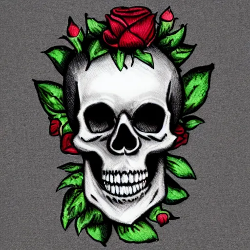 Image similar to skull and roses,