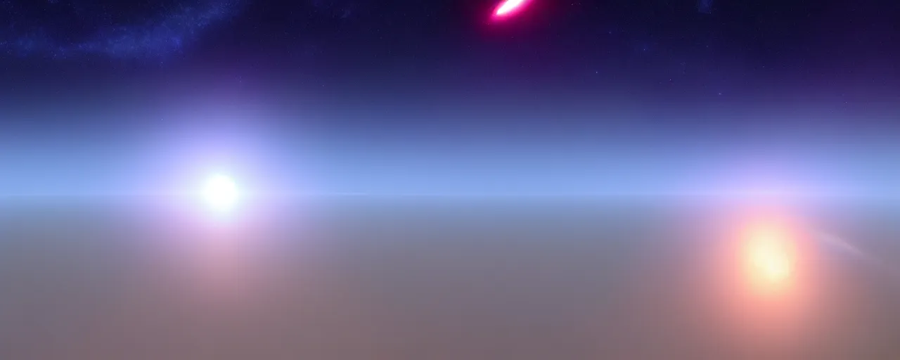 Prompt: minimalist cinematic scifi render of space, nebula, homeworld skies, volumetric lighting, 4 k, 8 k, hd