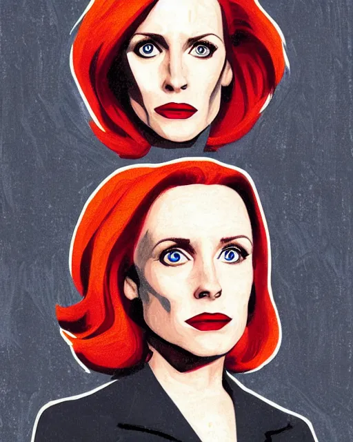 Image similar to a portrait of Dana Scully in the style of Jack Kirby