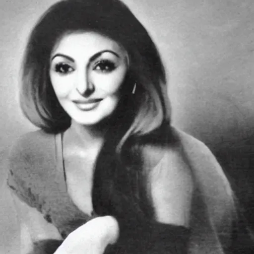 Image similar to a portrait photo of young googoosh