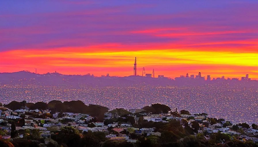 Image similar to sunset over the san francisco bay area by lisa frank