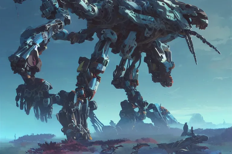 Image similar to longleg machine mecha animal beast robot of horizon forbidden west horizon zero dawn bioluminiscence, behance hd by jesper ejsing, by rhads, makoto shinkai and lois van baarle, ilya kuvshinov, rossdraws global illumination