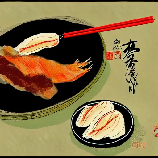 Prompt: peking duck, digital art, style of traditional chinese painting