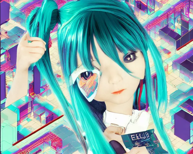 Image similar to fractal hatsune miku playing tetris, romance novel cover, cookbook photo, in 1 9 9 5, y 2 k cybercore, industrial photography, still from a ridley scott movie