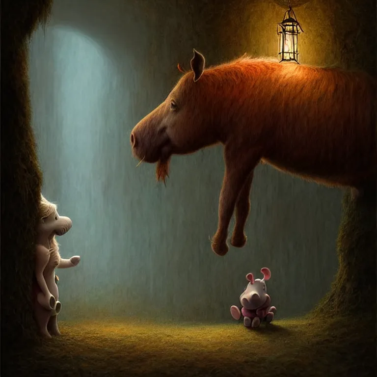 Image similar to epic professional digital art of hungry eeyore, atmospheric lighting, painted, intricate, detailed, by leesha hannigan, wayne haag, reyna rochin, ignacio fernandez rios, mark ryden, iris van herpen, best on artstation, best on cgsociety, epic, stunning, gorgeous, much wow, cinematic, masterpiece.