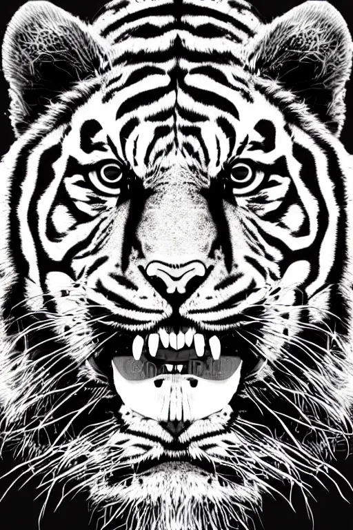 Image similar to A portrait of a tiger as evil warlord general, sticker, Anthropomorphized, portrait, highly detailed, colorful, illustration, smooth and clean vector curves, no jagged lines, vector art, smooth