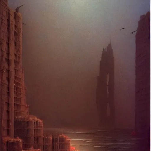 Image similar to gta : dubai, by beksinski