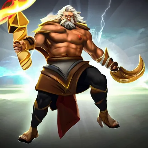 Prompt: Zeus from Dota 2 holding a bolt