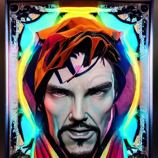 Prompt: Doctor Strange portrait paperart by Morgana Wallace, Yukari Nakayama, Noe Arata, John Ed De Vera, paper sculpture, anime style, vibrant colors, BL, boys love, paper layers, layered, paper art, paperart, highly detailed, songjin, paper box, intricate papercut