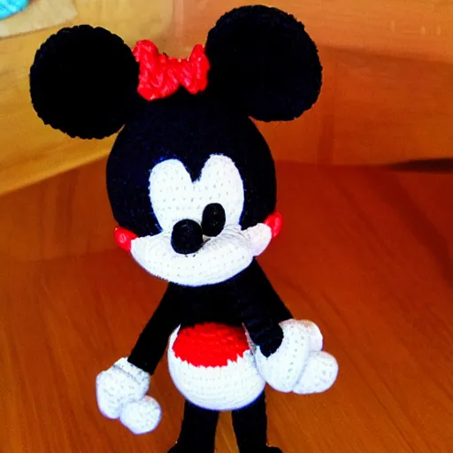 Prompt: amigurumi of mickey mouse