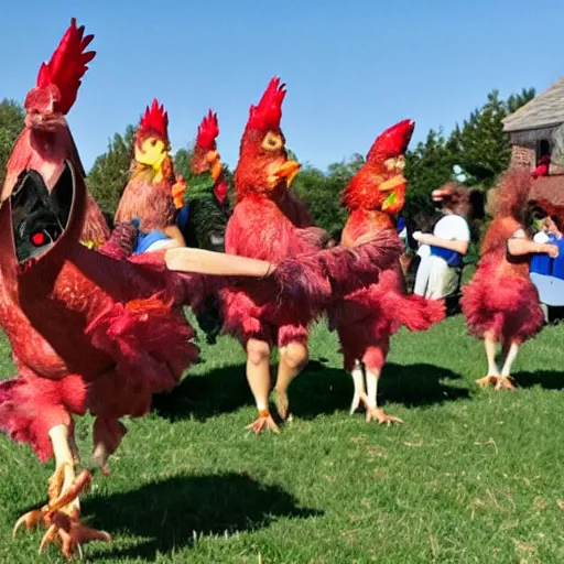Image similar to a chicken dancing