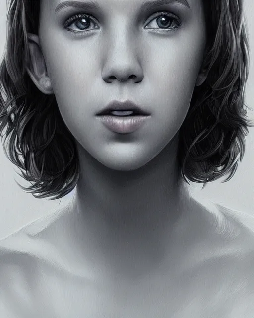 Image similar to amazing portrait of millie bobby brown, artgerm, digital art