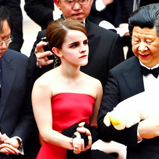 Image similar to emma watson putting xi jinping in a sleeper hold