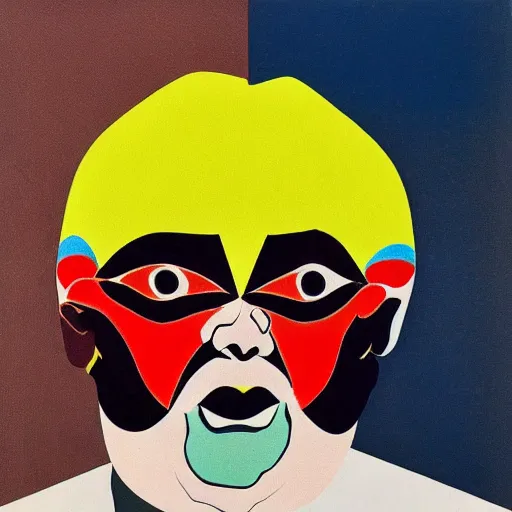 Prompt: jack black fanart from the Victor Vasarely, jackson pollock and Wassily Kandinsky collaboration project, 1968