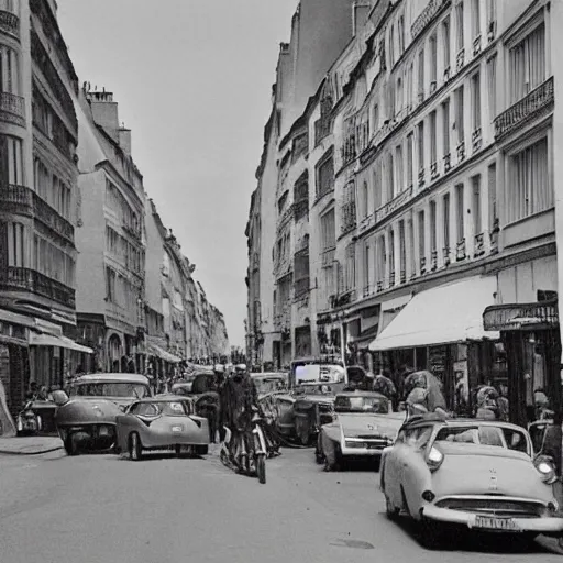 Prompt: une rue de paris en 1 9 6 0